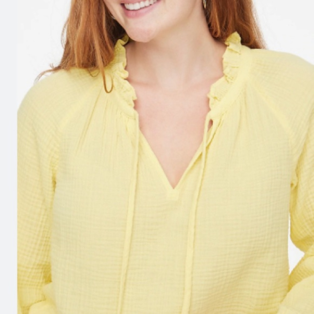 J crew factory Long-sleeve gauze tie-neck top